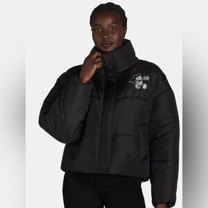 Disney Black Puffer Jacket with Embroidered Character